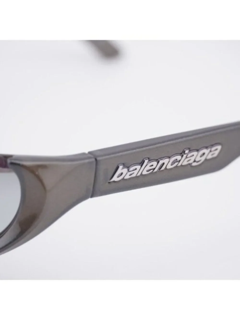 Balenciaga BB0202S 002 Unisex Sunglasses Silver Geometric Frame, Grey Lenses